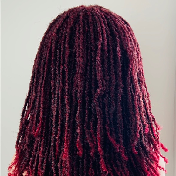 20” Heat Safe Synthetic Burgundy Dreadlock Wig - Picture 8 of 9